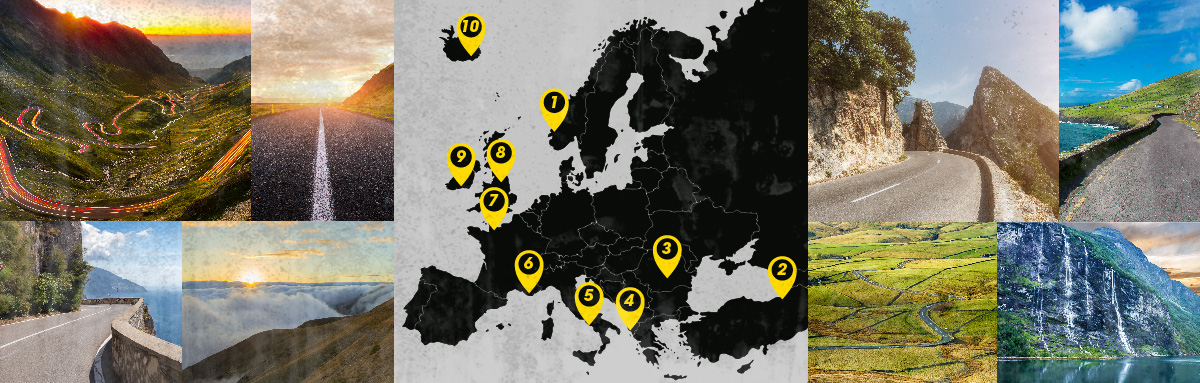 Mapa de los 10 mejores senderos de aventura de Trailmax Meridian en Europa