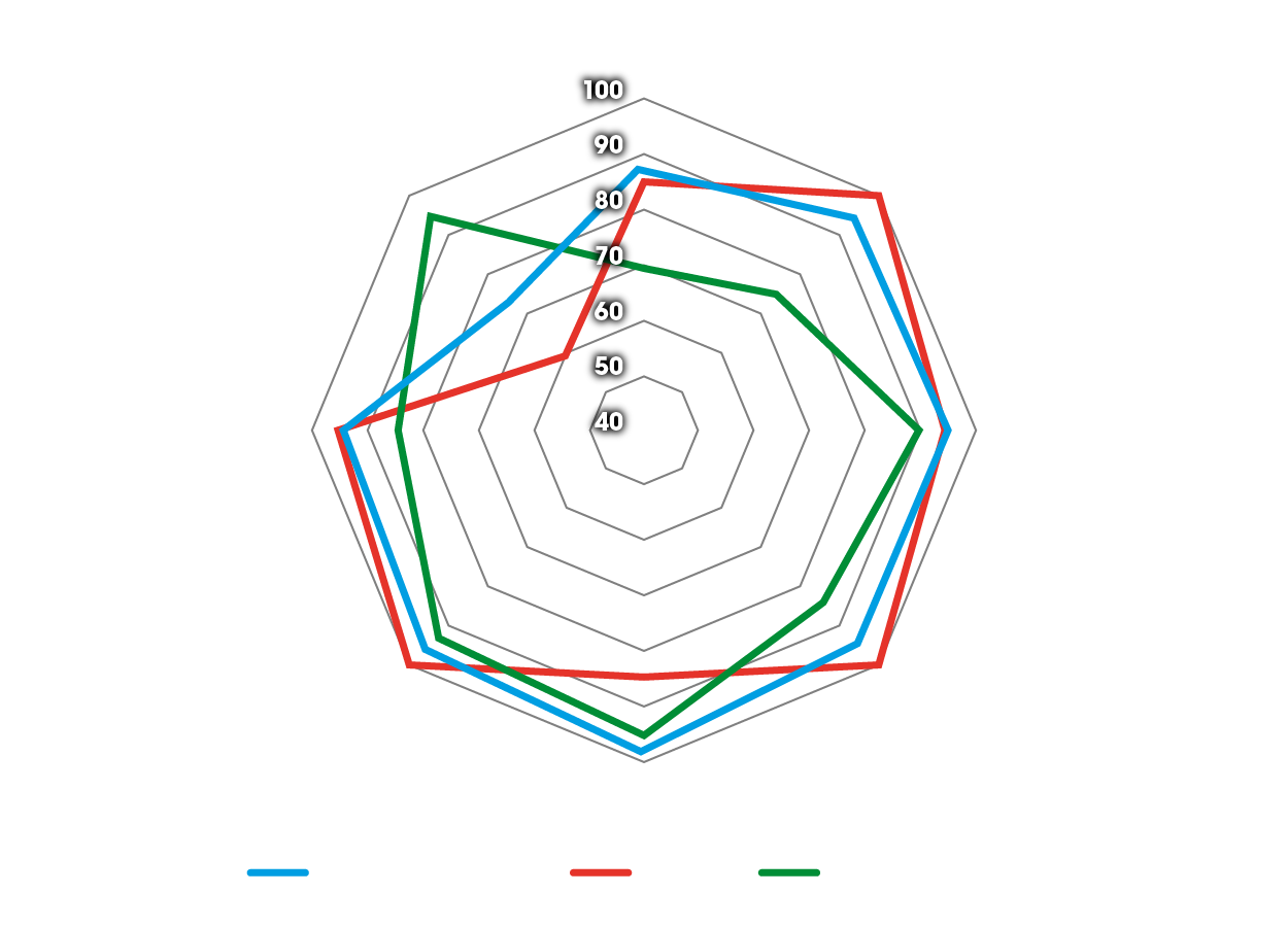 Diagramme en toile d'araignée des avantages des pneus Dunlop Trail sur la BMW GS