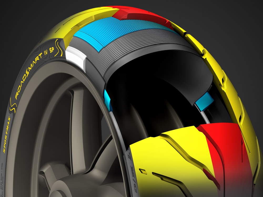 Close-up dwarsdoorsnede van de Roadsmart IV achterband