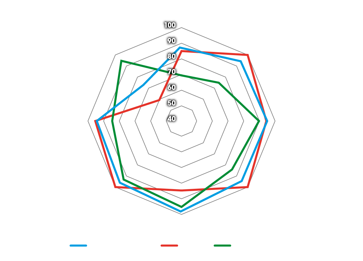 Diagrama de aranha de benefícios para os pneus de trilha Dunlop no BMW GS
