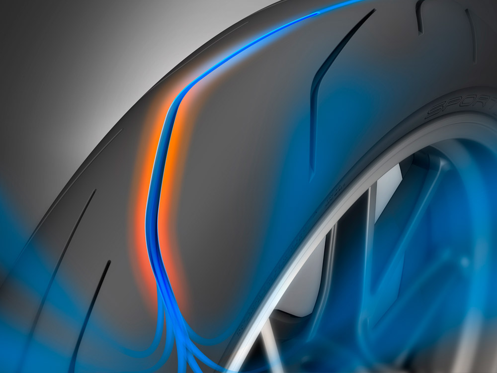 Dunlop Speed Vent Tread (SVT) -teknikgrafik